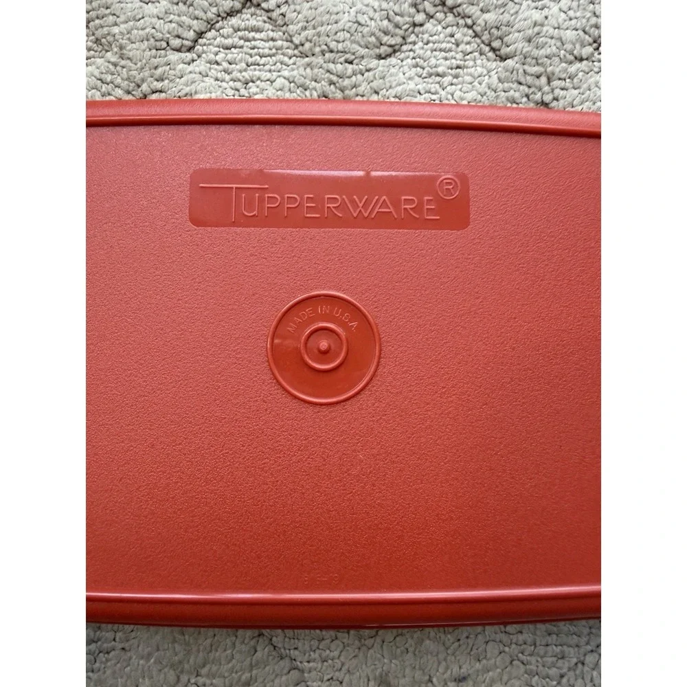 Vintage Tupperware Red Paprika Deli Meat Cheese Keeper 816-14 & 817-20- 5.5X9.5